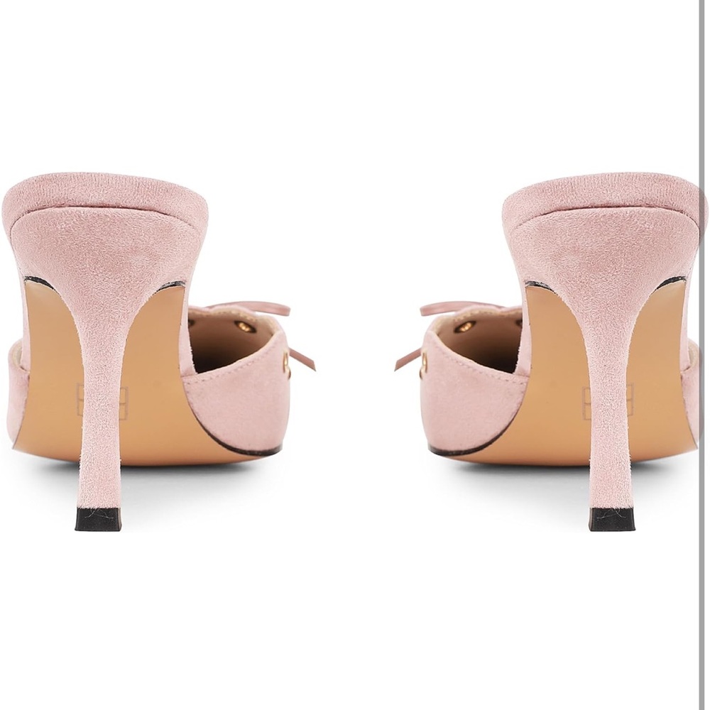 NEW IN BOX Pink Suede Pointy Toe Heeled Mules - Picture 6 of 10